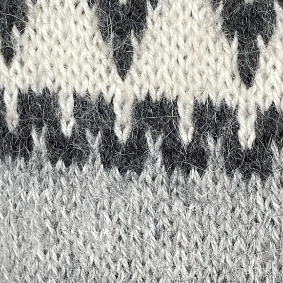 Vintage Alpaca Wool Knit Sweater Men’s Size Large Gray White Llama Pattern - Picture 7 of 8